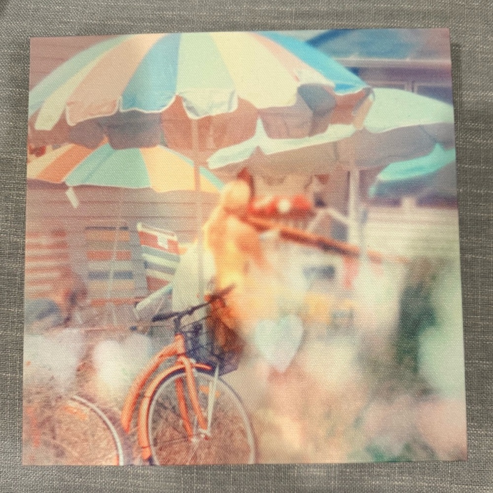 NEW⛱️Vintage Beach Umbrella Bicycle Photo Canvas Wall Art